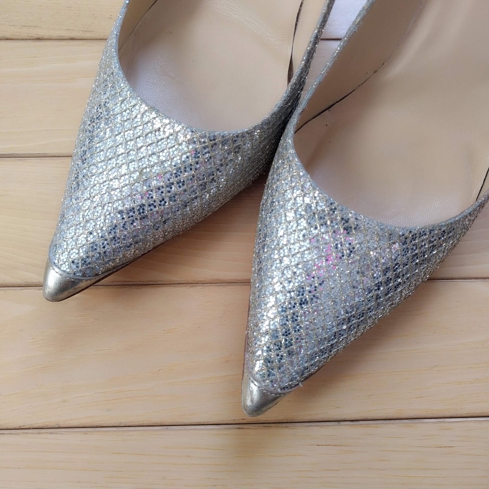 Jimmy Choo Silver Glitter Abel Wedding Pump 39.5
